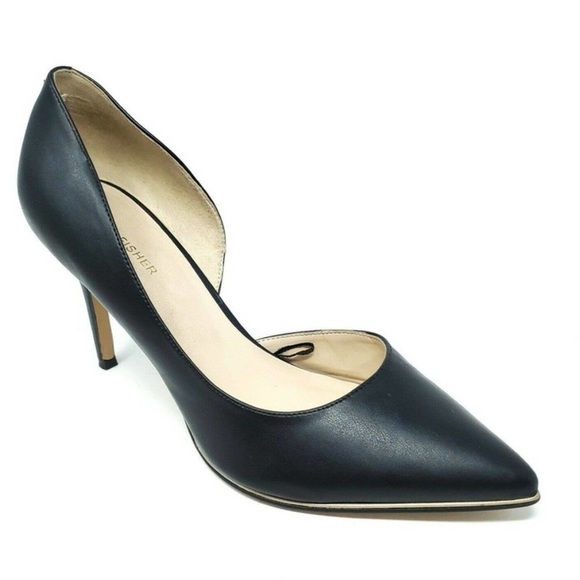 Marc Fisher Darlina D'orsay Pumps Black Pointed Toe Gold Trim 3.5” High Heel - Picture 11 of 11